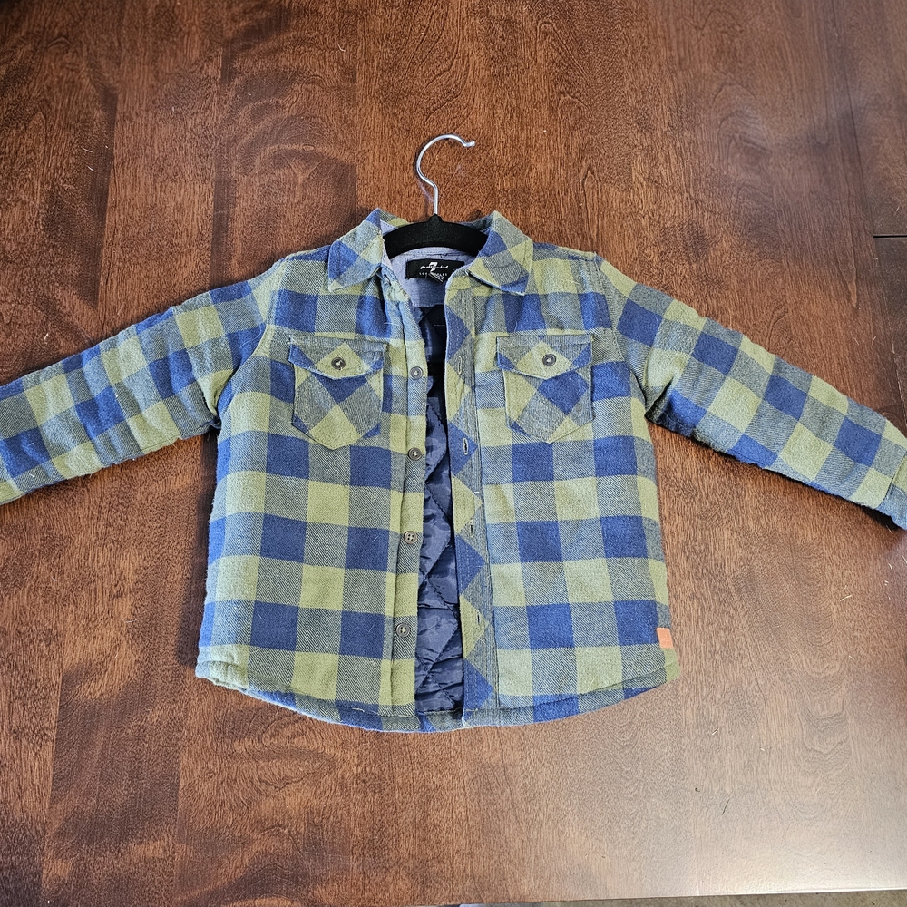 7 For All Mankind Blue and Green Plaid Kids Jacket